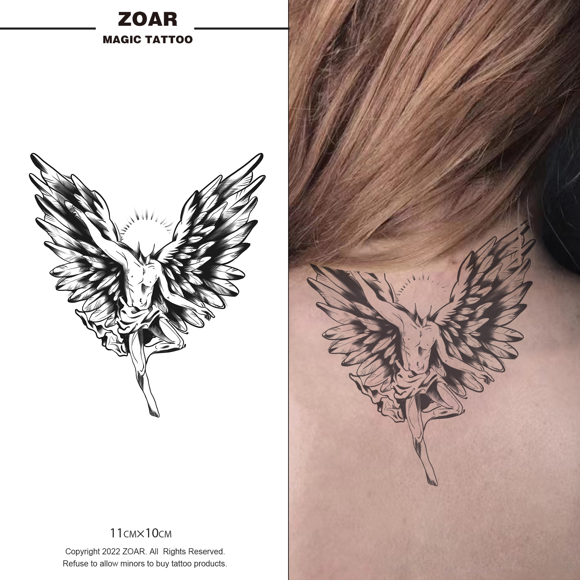 炽天使丨草本纹身贴女款暗黑持久逼真不掉色防水不反光