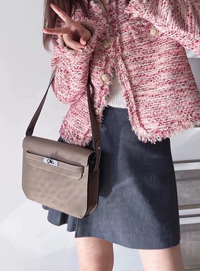 2024春夏新款凯莉包dep25同款通勤邮差包头层牛皮单肩腋下包