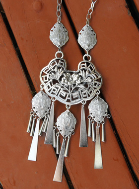 民族风复古中长款项链手工刺绣