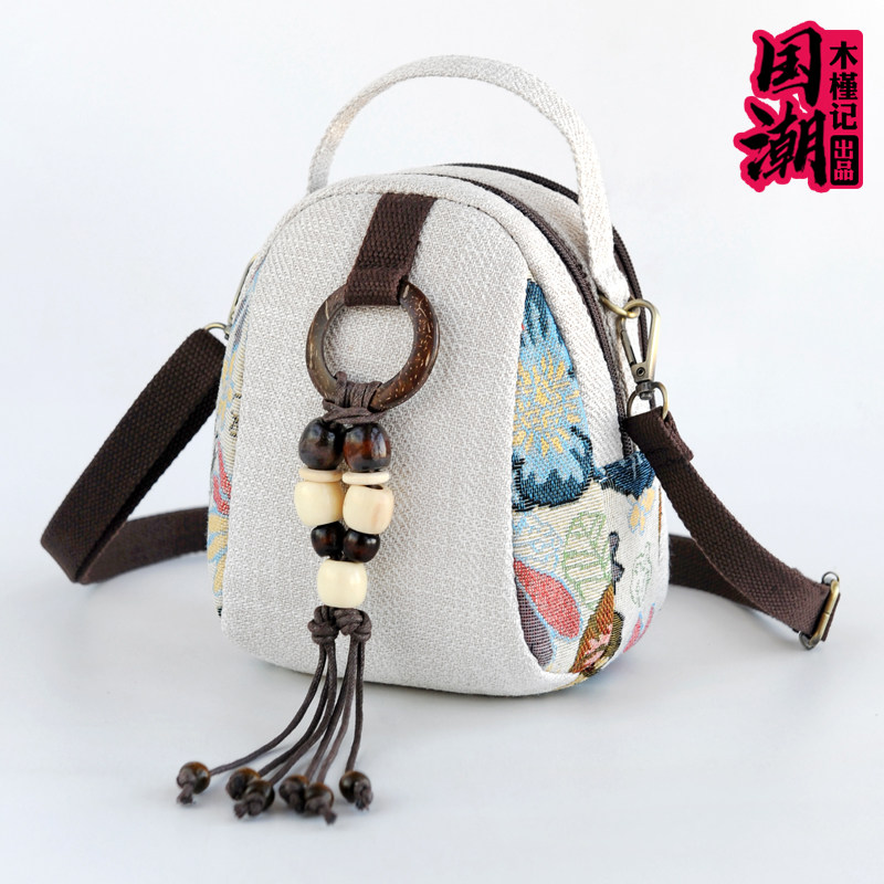 民族风帆布包布艺花朵手机包夏季小包单肩斜挎包百搭零钱包小方包