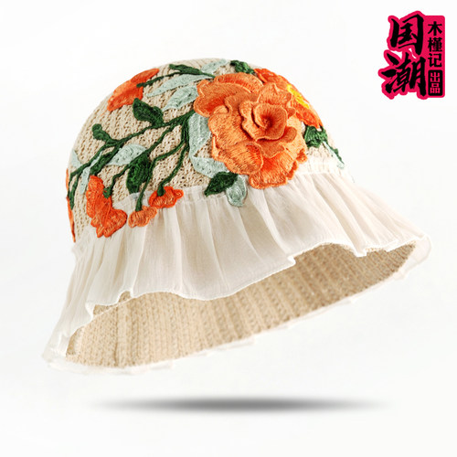 民族风刺绣花夏季遮阳透气盆帽子