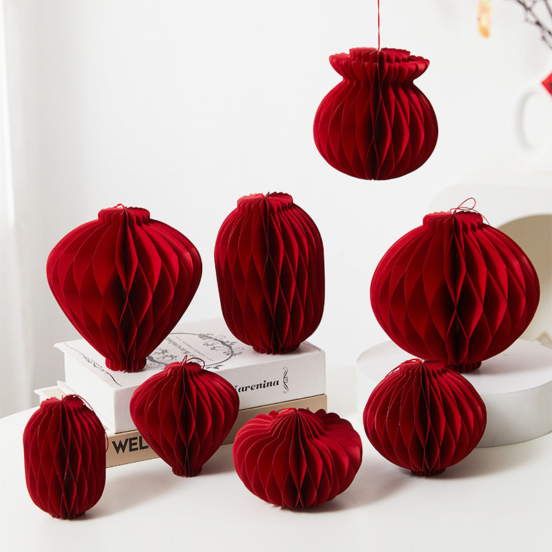 新年蜂窝球挂件新年装饰品折纸圆灯笼纸艺装饰品diy过年客厅布置