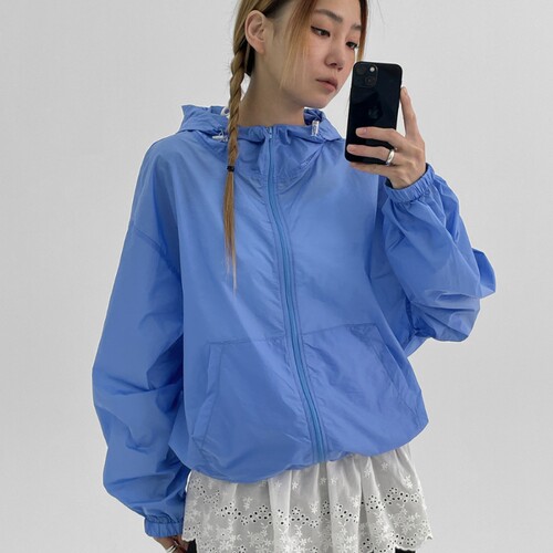 薄款可抽绳连帽防晒衣女