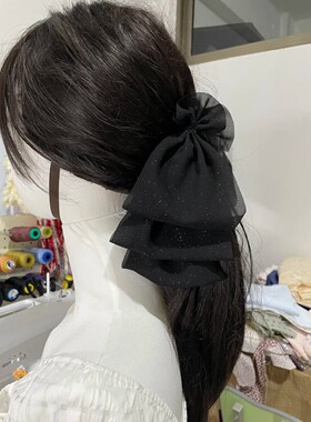 韩式手作雪纺小花巨显发量香蕉夹