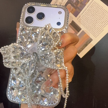 流苏蝴蝶支架适用苹果17promax手机壳17pro奢华1514水钻iphone16