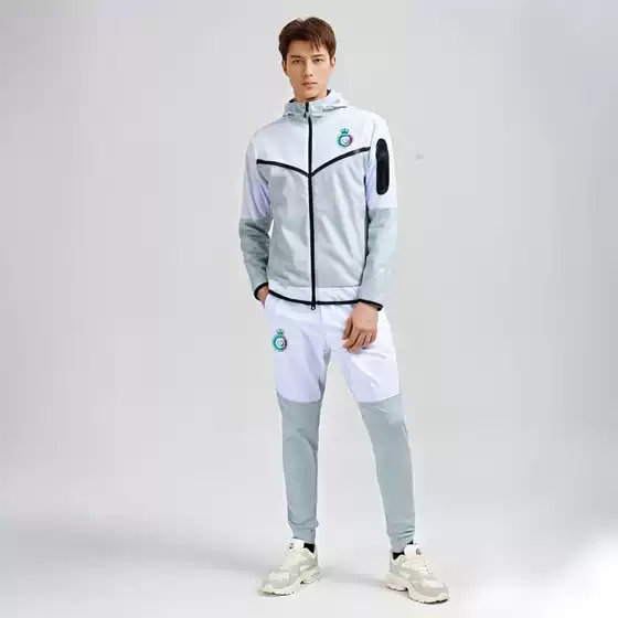 Autumn and Winter 2324 Liyider Hat Long-Sleeved Football Uniforms for Adults and Kidsren Training Clothes Light Gray Long Clothing Fans