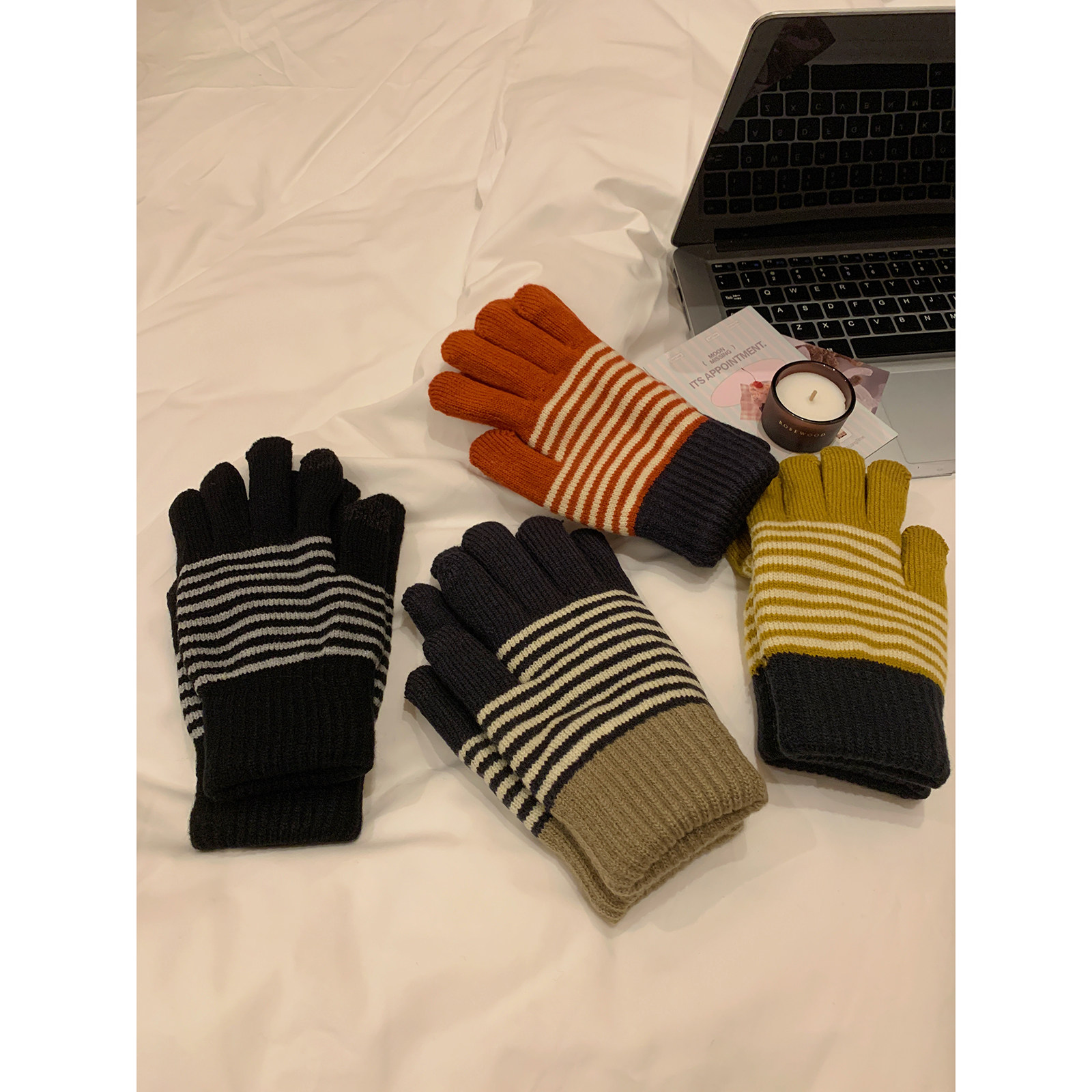 双层可触屏加绒加厚保暖骑行手套