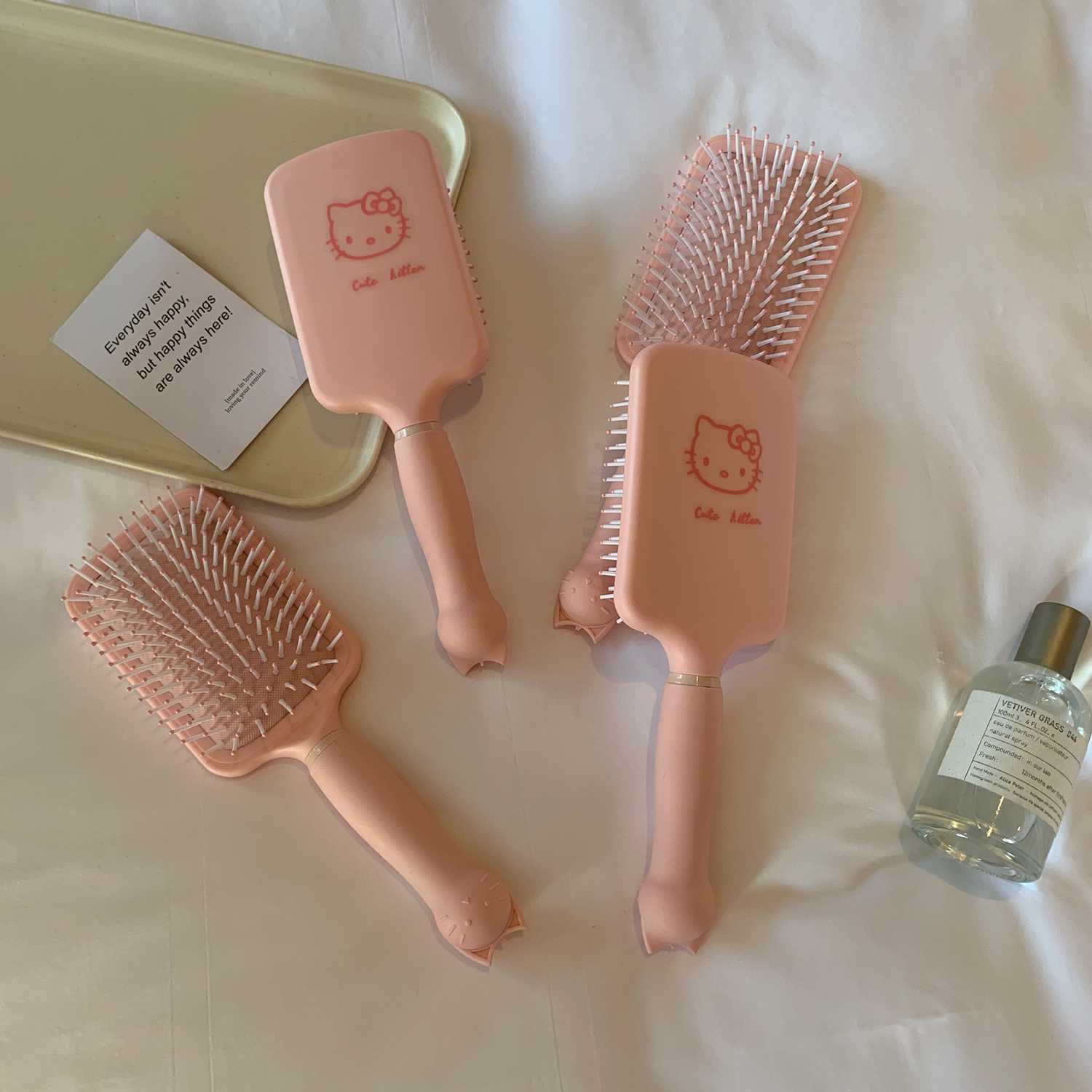 粉色猫咪长柄气垫梳按摩梳化妆梳
