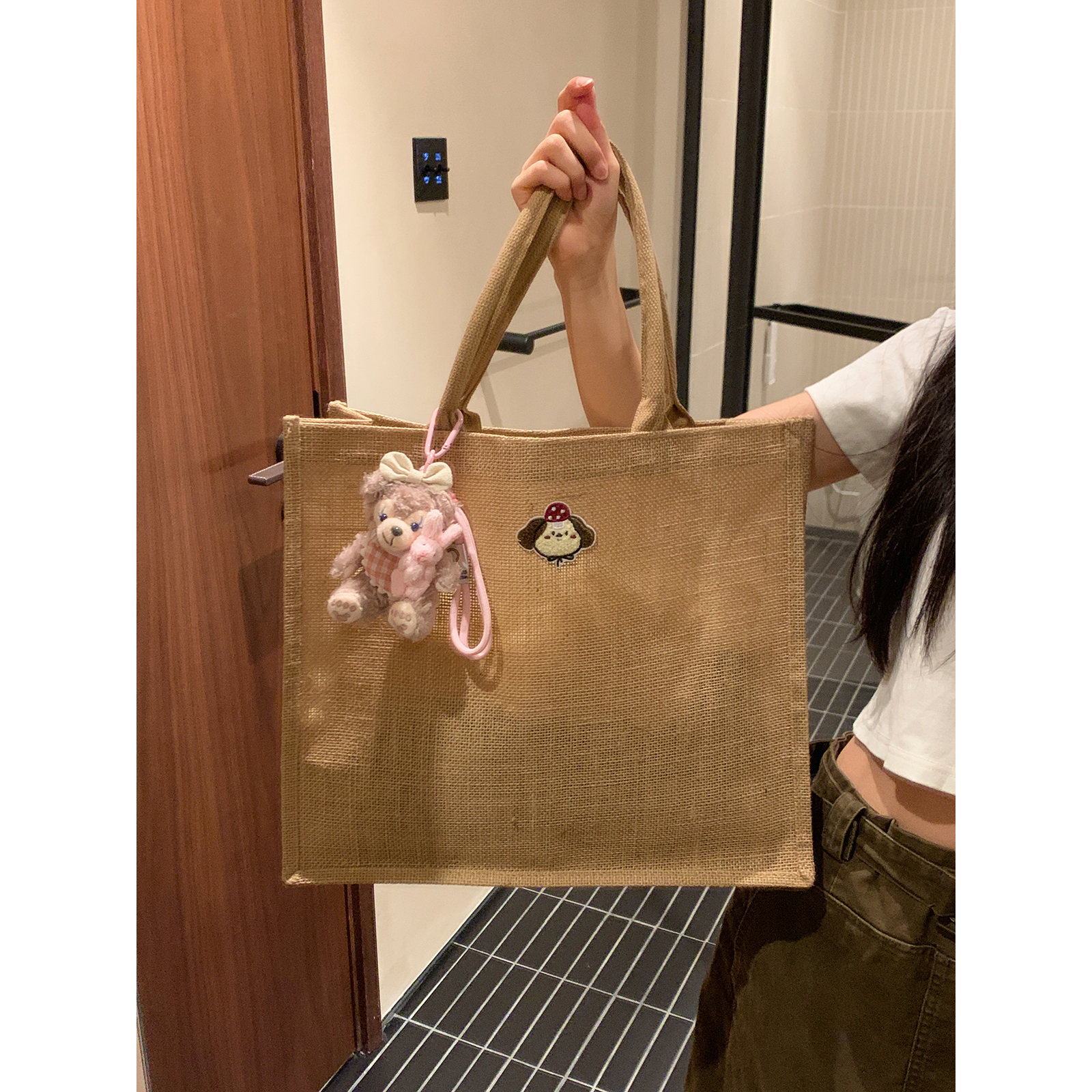 麻布环保袋大容量卡通手提购物袋