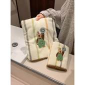 馨帮帮杂货铺 洗脸亲肤毛巾卡通可爱裹巾吸水速干条纹小熊浴巾女