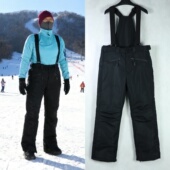 美国户外防水夹棉长裤 防寒抗风保暖透气双板男女弹力背带滑雪裤