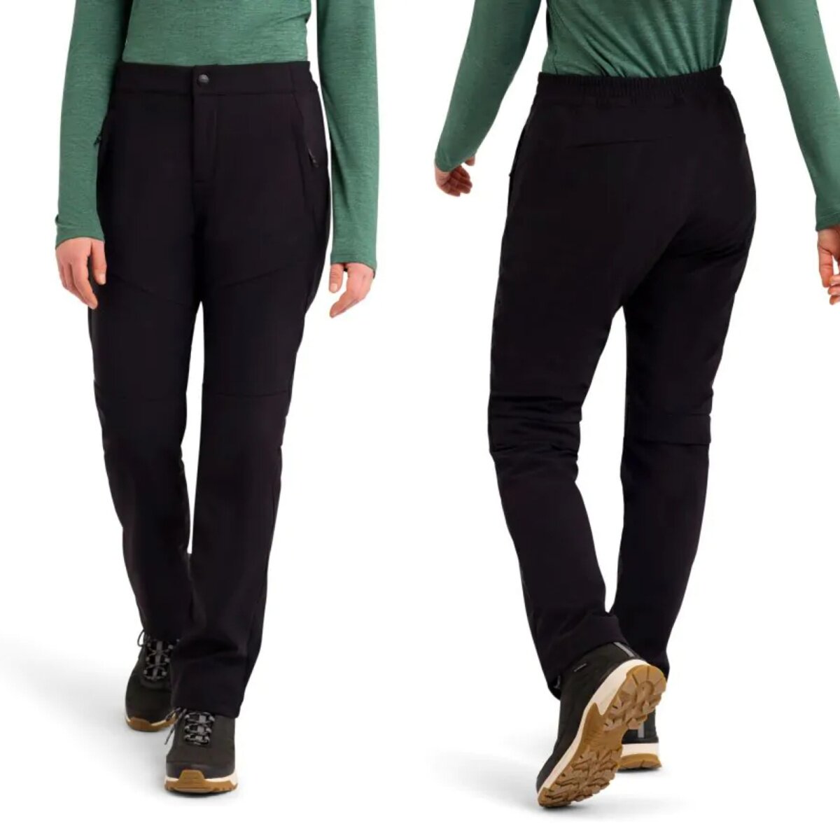 英国户外加厚防风防水加绒内衬保暖徒步旅行登山弹力软壳冲锋裤女