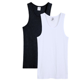 男弹力背心灯芯纯棉运动居家内衣健身修身 2件装 四季 全棉打底汗衫