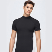 西班牙弹力速干排汗透气紧身束身强弹力健身运动跑步T恤压缩衣男