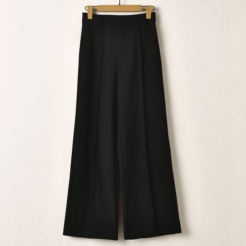 艾诺丝系列极简风黑色高腰阔腿裤女韩版百搭修身休闲长裤,女装/女士精品,休闲裤,淘宝优惠券,粉丝福利购,淘宝优惠卷