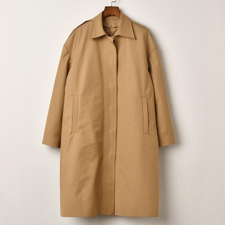 原创品牌设计感羽绒中长款翻领隐形扣宽松长款风衣外套女秋