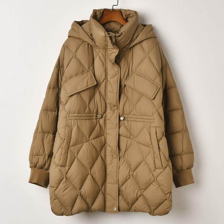 艾诺丝系列韩版时尚新款专莫菱格抽绳收腰连帽白鸭绒羽绒服2024,女装/女士精品,羽绒服,淘宝优惠券,粉丝福利购,淘宝优惠卷