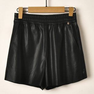 潮流简约百搭皮短裤 休闲时尚 百搭修身 艾诺丝系列韩版