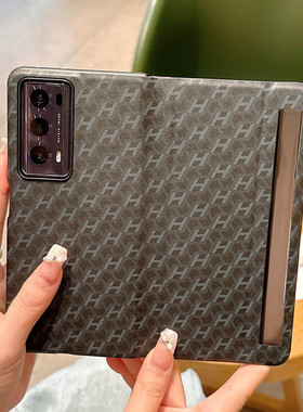 适用荣耀MagicV2翻盖手机壳Magic V2全包防摔皮套V2折叠屏高档商务男女智能视窗保护壳简约黑色