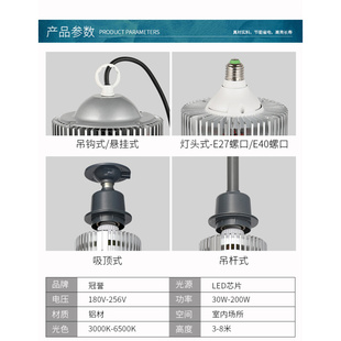 超亮led工矿灯工业厂房吊灯车间仓库工厂照明天棚灯罩80W100W150W
