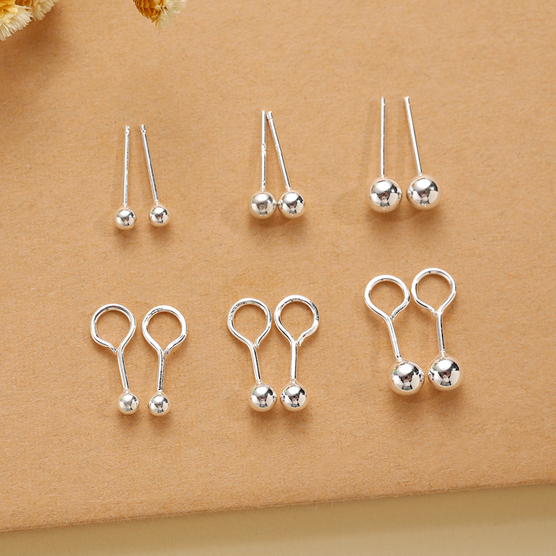 999纯银耳钉女防堵足银耳棒耳棍耳针男养耳洞简约小巧耳环耳饰品