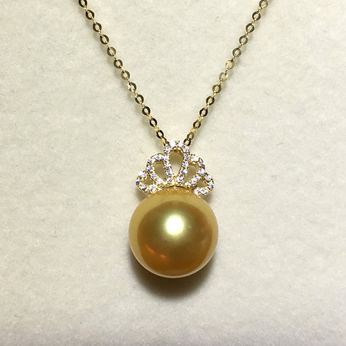 强正圆南珠阁正圆吊坠海水18K金