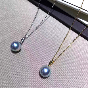 包邮!真多麻吊坠 18K金海水珍珠日本海水珍珠正圆 亮光