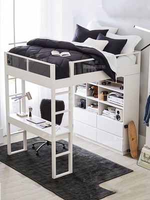 上床下桌下柜实木高低床单上层上面是床下面是书桌一体床衣柜定制