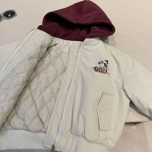 儿童2026秋冬新款洋气连帽上衣加厚外套秋冬儿童棉服男女棒球服潮