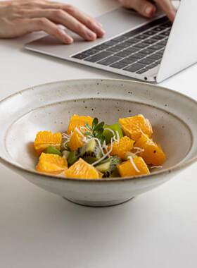 UHOME〖复古美感〗手作粗陶草帽碗菜碗拉面碗商用美食摆盘面碗