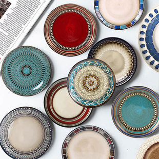 UHOME 家用创意陶瓷餐具盘子菜盘西餐盘深盘 窑变餐具瑕疵清仓
