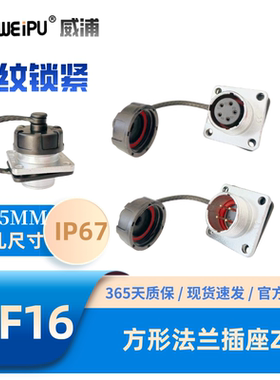 WEIPU威浦WF16-Z方形法兰插座2-3-4-2B-3B-4B芯5芯7芯9芯10芯IP67