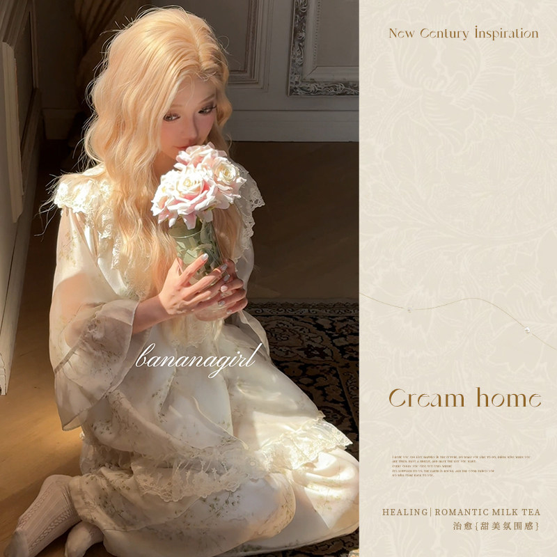 香蕉女孩甜美公主女士三件套睡衣