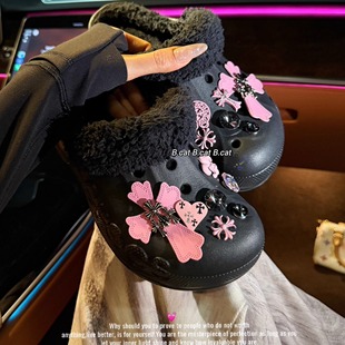 【粉十字】原创设计秋冬洞洞鞋鞋花鞋扣装饰配件适配crocs鞋花