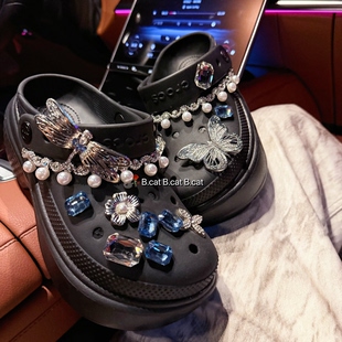 【蝶蜓蓝焰】原创洞洞鞋花鞋扣配饰装饰配件鞋花高级感适配crocs