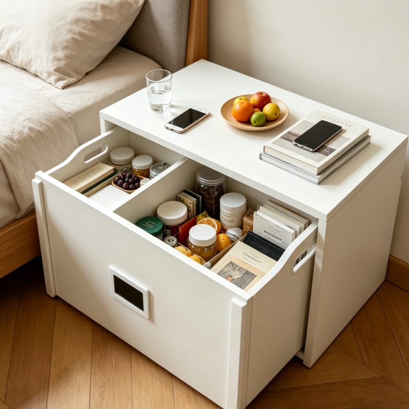 儿童储物箱白色抽屉式玩具收纳柜分格整理柜窗台置物箱带轮床头柜