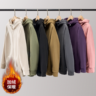 冬季特厚加绒加厚男女同款摇粒绒运动休闲百搭保暖超厚连帽外套