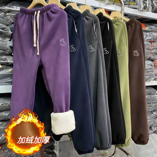 羊羔绒居家外穿棉裤 一体绒百搭爆款 巨厚加绒加厚小熊暖暖裤 冬季