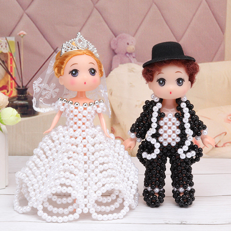 手工串珠制作新娘新郎材料包 娃娃卡通摆件儿童礼品diy编织装饰品