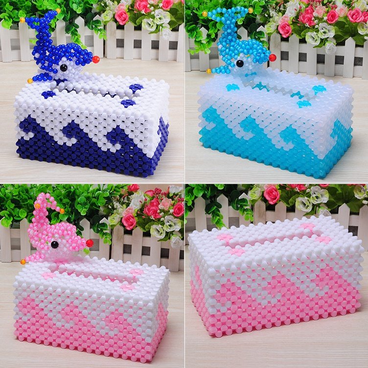 diy手工串珠纸巾盒抽纸盒材料包亚克力编织家居饰品摆件摆饰包邮