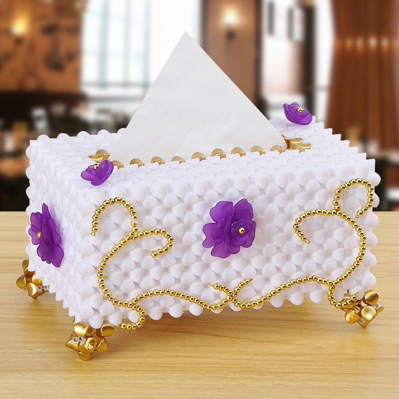 散珠子diy手工串珠纸巾盒材料包制作抽纸盒编织欧式饰品摆件包邮