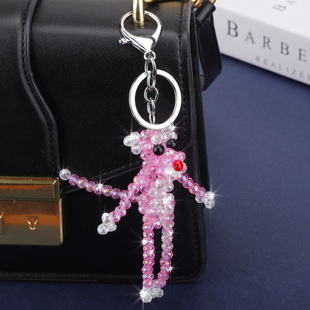 散珠子串珠手工diy材料制作包包手机钥匙粉红豹挂件创意卡通饰品