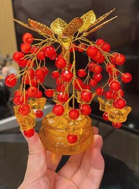 迷你摇钱树(切面珠版)diy手工串珠散珠教程元宝家居摆件喜庆