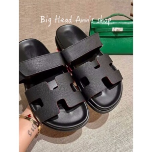 羊皮魔术贴一字拖鞋 男女平跟外穿防滑增高凉拖 2026夏新款 BHA