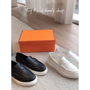 圆头日常休闲单鞋 女百搭一脚蹬豆豆鞋 舒适 英伦风真皮乐福鞋 BHA