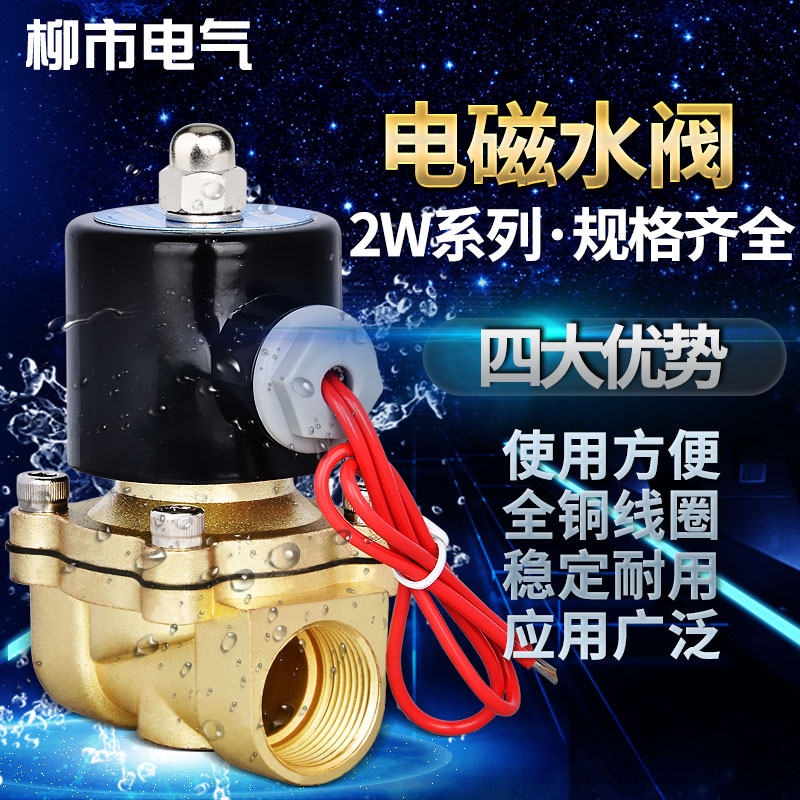 电磁控制阀气动2W水220v12v纯铜体气阀常闭24v自动排水控制阀防水