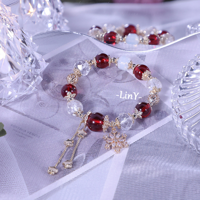石榴石原创设计白水晶手串