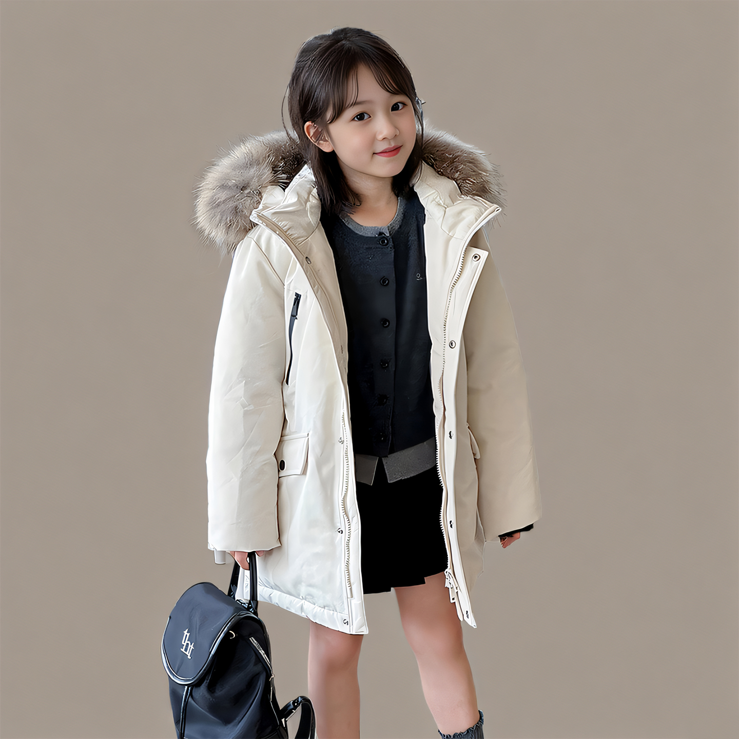 男女童大毛领加厚95白鸭绒外套