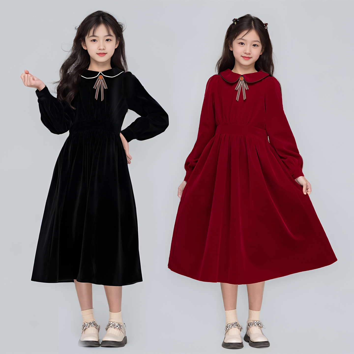 女童红色新年连衣裙高级感公主裙