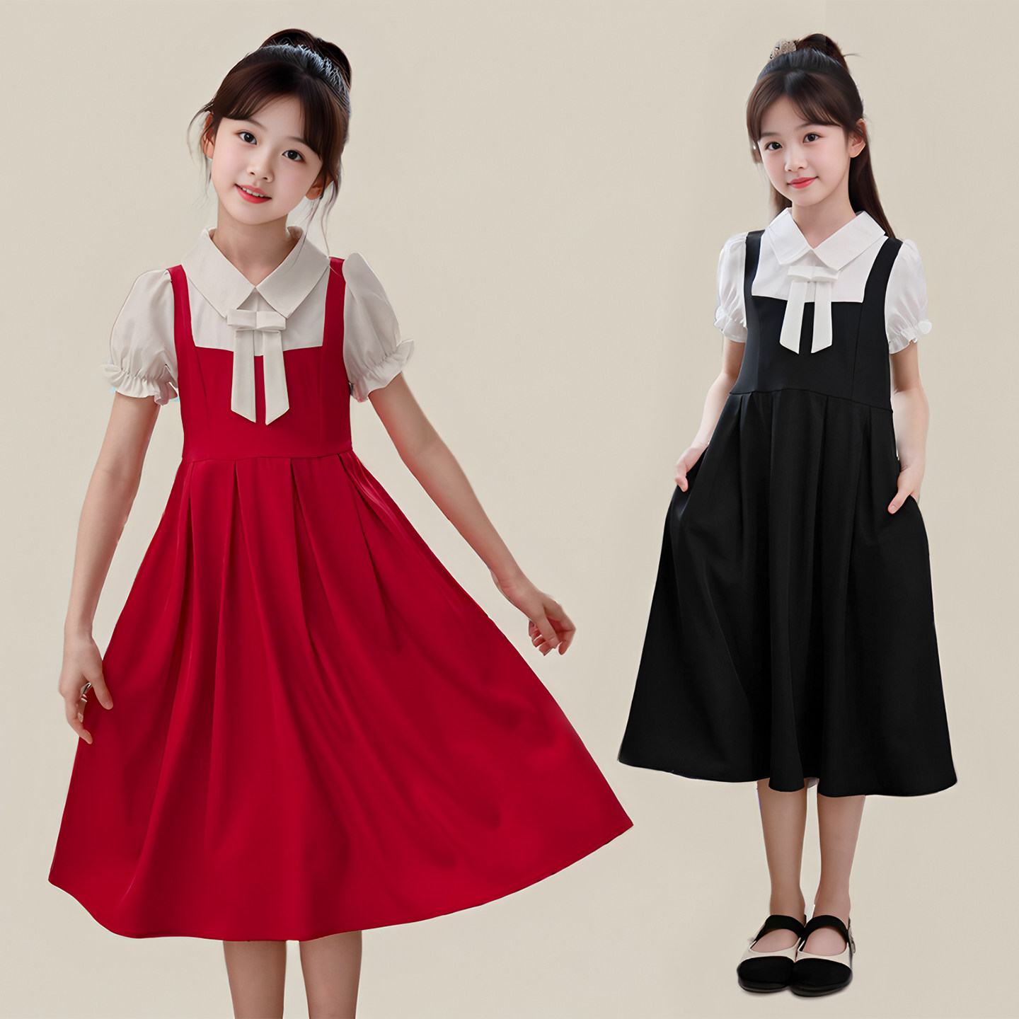 女童学院风连衣裙朗诵合唱演出服图片